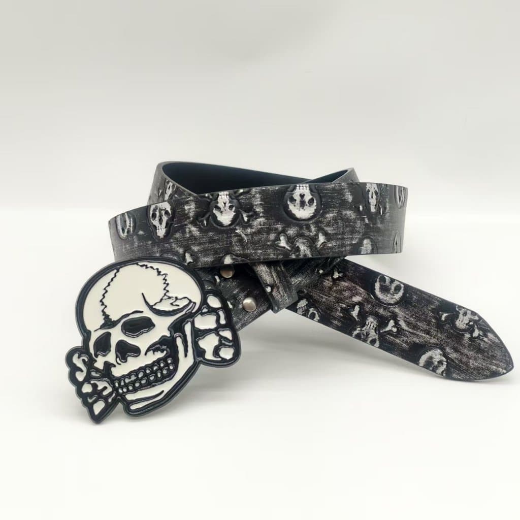Europeu americano Punk na moda ins estilo moda cinto branco crânio nicho cinto decorativo Unisex All-Match JDY3