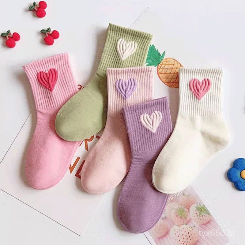 5 pares de meias modernas de algodão puro, adequadas para meninas, macias e respiráveis, ideais para idades de 1 a 14 an