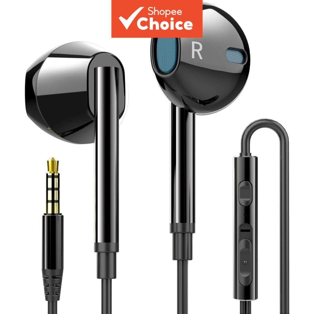 Fones de Ouvido com Fio 3,5mm com Microfone, Isolamento de Ruído, Controle de Botão, Fones de Ouvido Intra-Auriculares