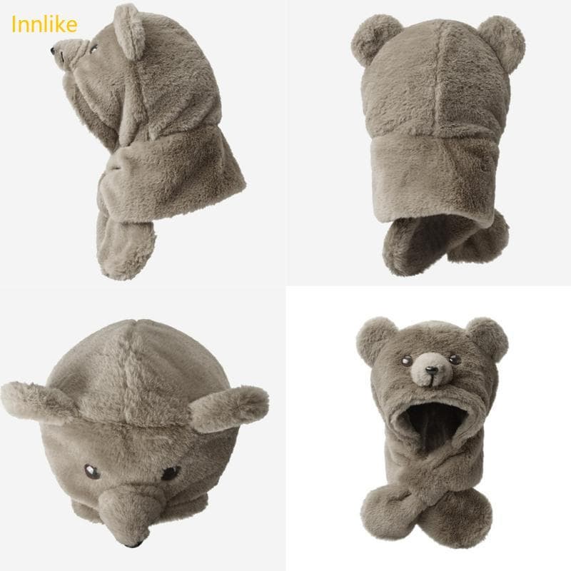 Innlike Lenço Capuz Para Macio Quente Cabeça Envoltório Pelúcia Inverno Headwear Unisex Chapéu Do Bebê Pass