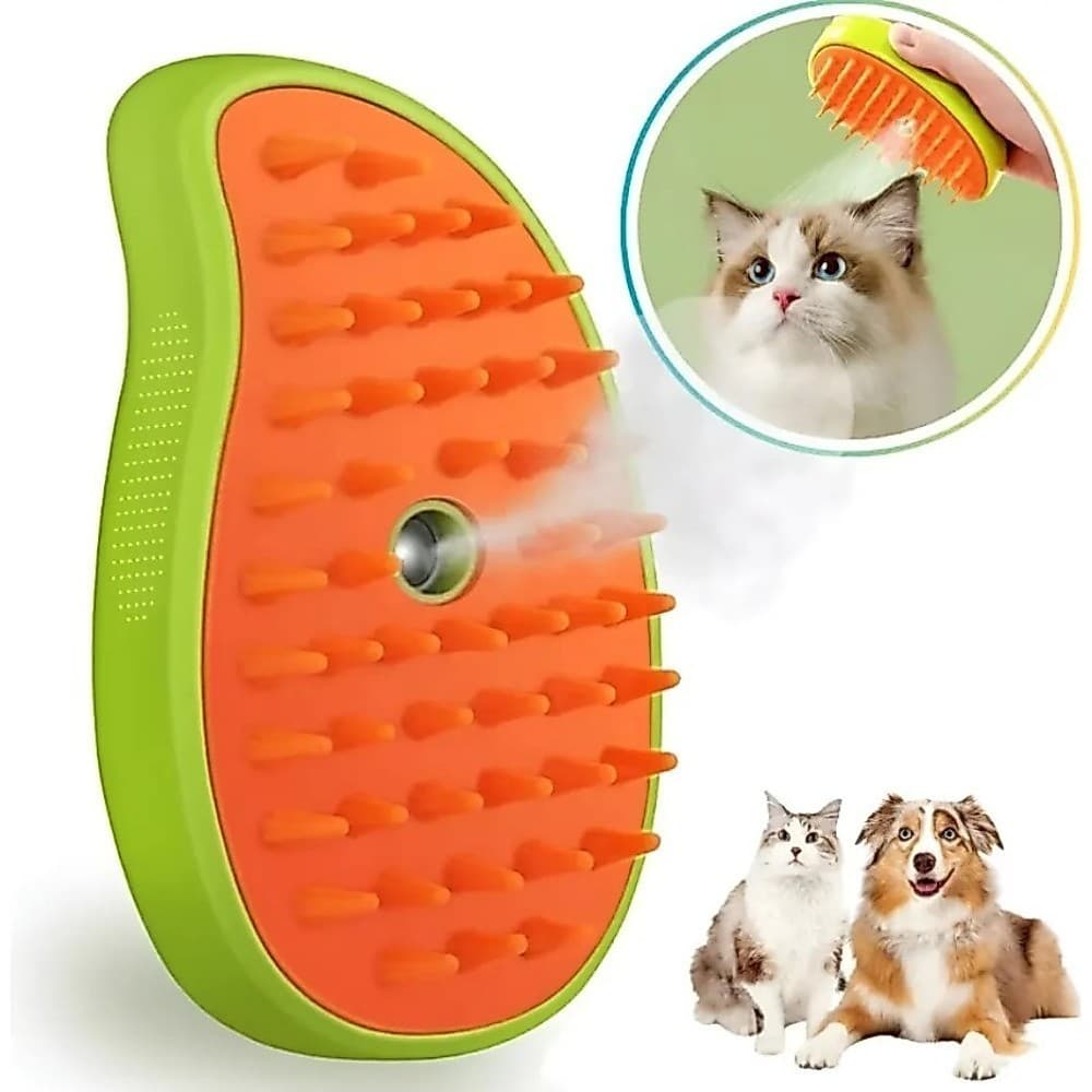 Escova Pet 3 em 1 com Vapor, Massagem e Tira Pelos