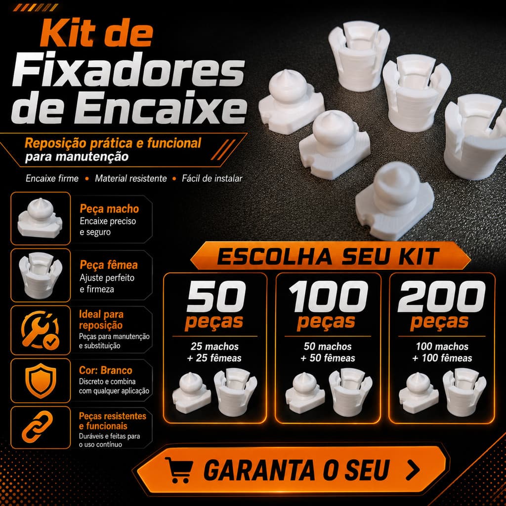 Pino Fixador Letras Caixa Easyfix Click Macho e Fêmea Kit 25 50 100 Peças