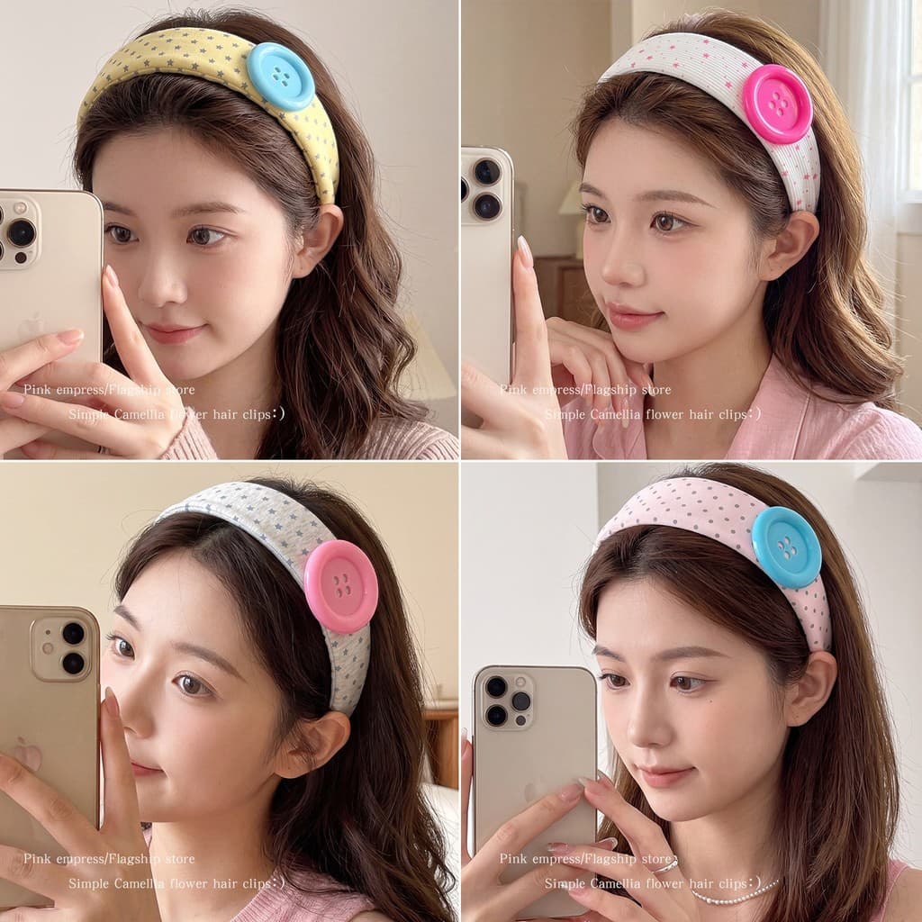 2026 botão Polka Dot bandana feminino uso diário alta crânio lavagem superior rosto pressão cabelo Anti-deslizamento Hai