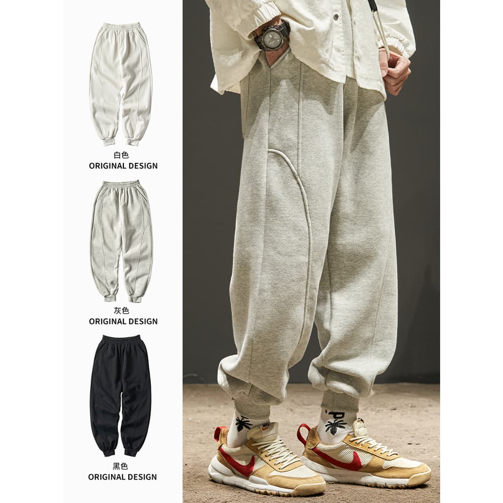 Calça de moletom masculina primavera outono calças esportivas americanas soltas meninos velo-fleece calças outono calças