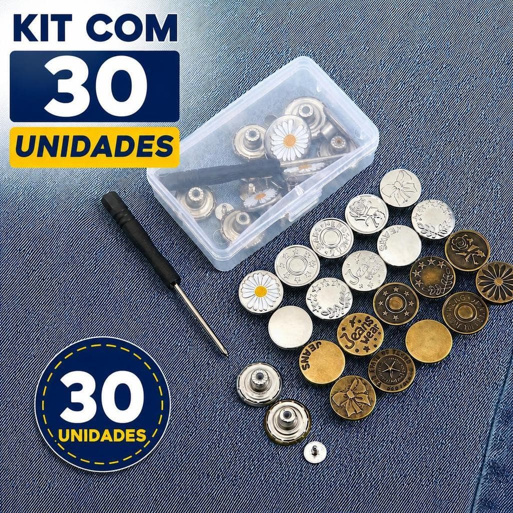 Kit Botão de Reposição Fivela Universal Ajuste Instantâneo de Calça Regula Medida