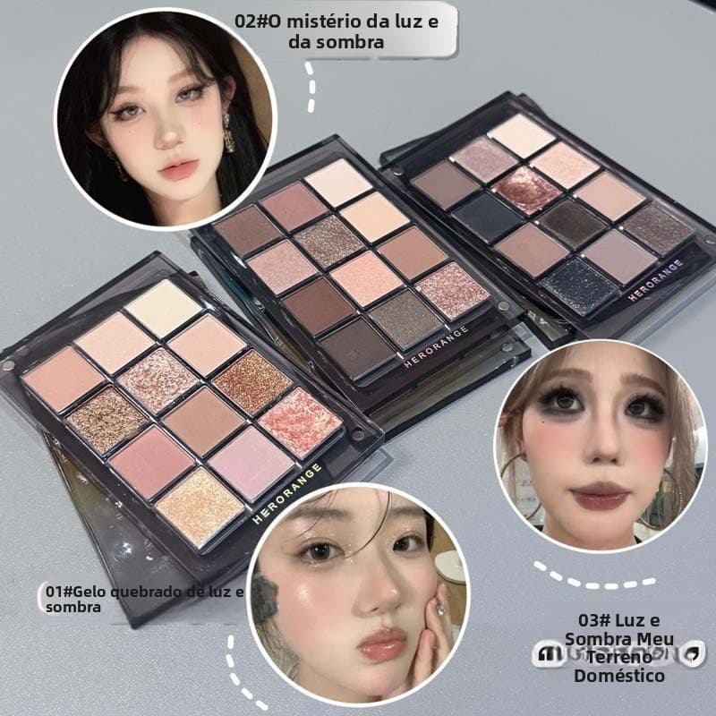 Paleta de sombras de 12 cores peroladas finas piscando destacando brilho cor terra fumada diário Commuter estudante fest