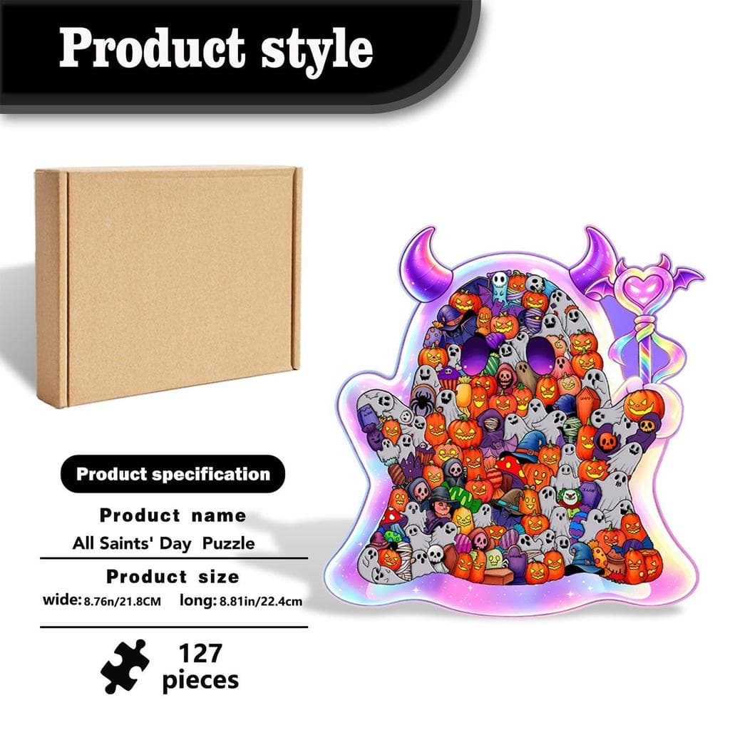 Halloween Fantasma Abóbora Quebra-Cabeça Colorido De Madeira Exclusivo Para Decoração De Casa heqoibr