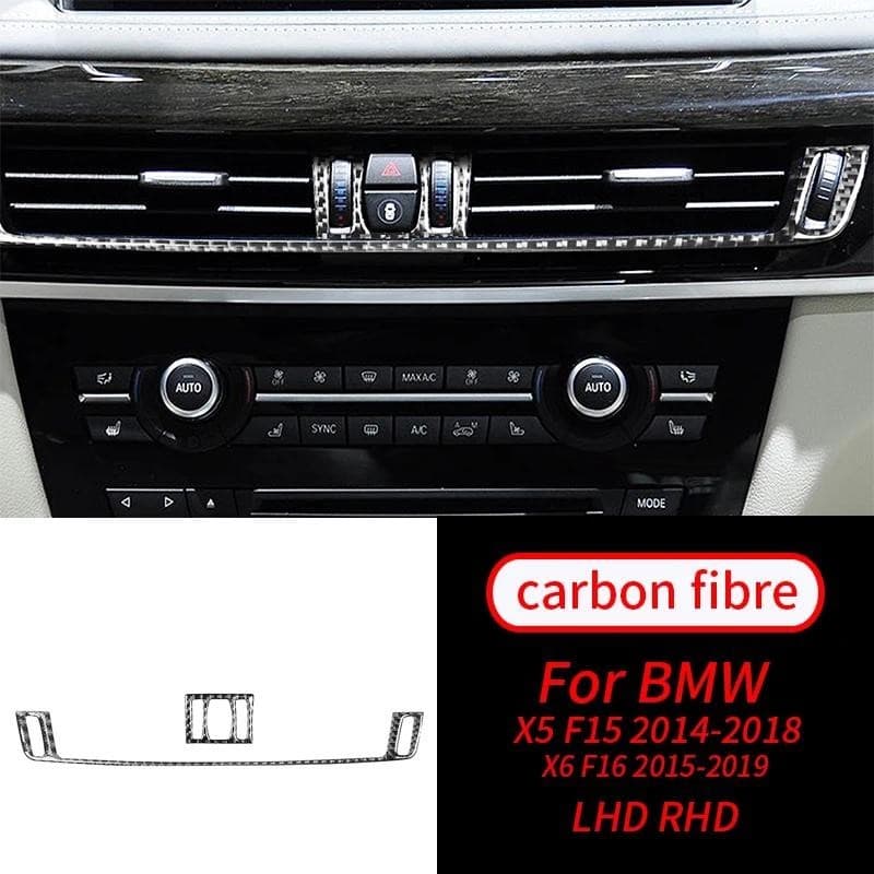 Para BMW X5 X6 F15 F16 14-18 Real Fibra De Carbono Centro Saída De Ar Painel Capa Guarnição Acessórios Interiores Do Car