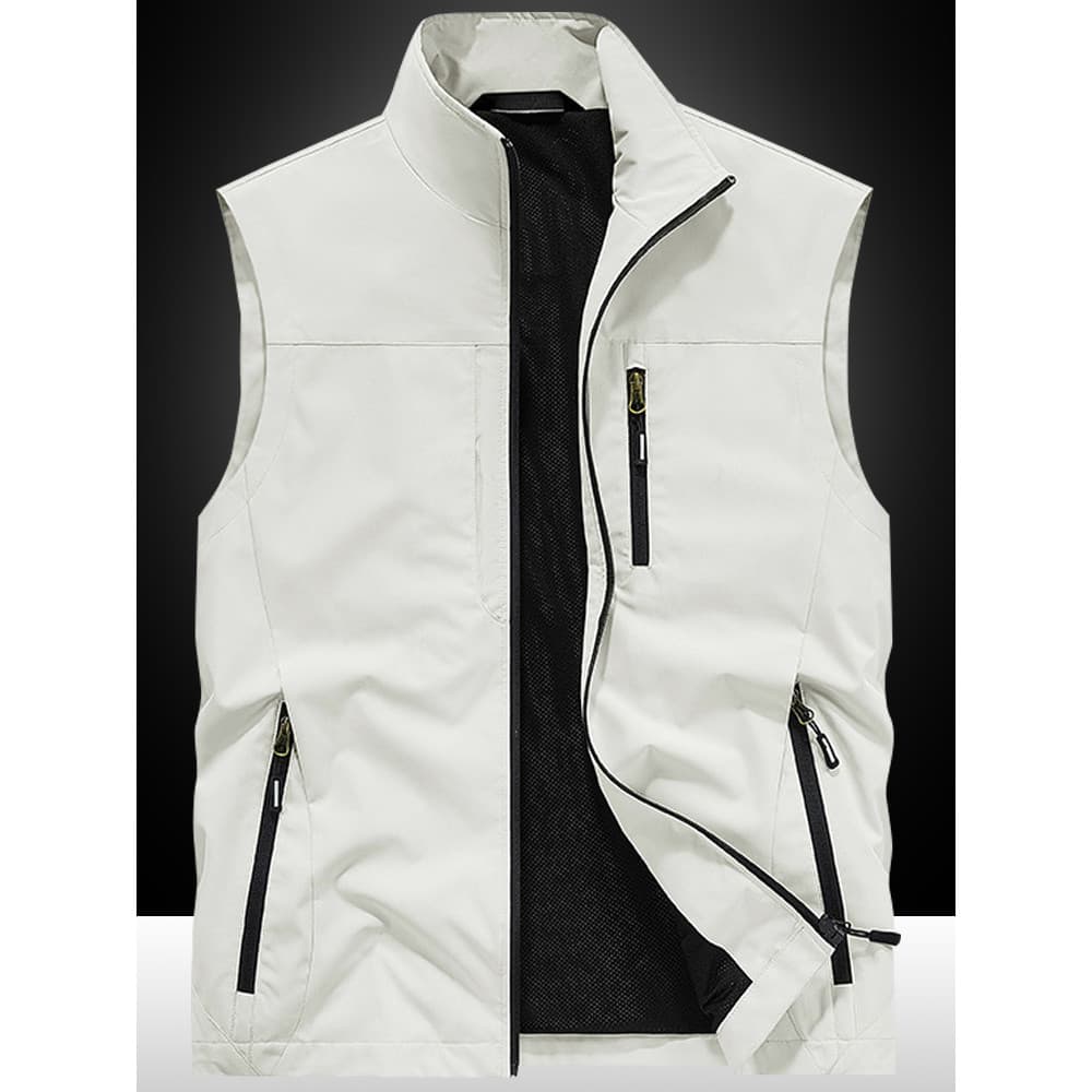 Outono colete masculino lazer ao ar livre esportes colete fino gola colete solto tamanho grande Multi-saco colete de pes