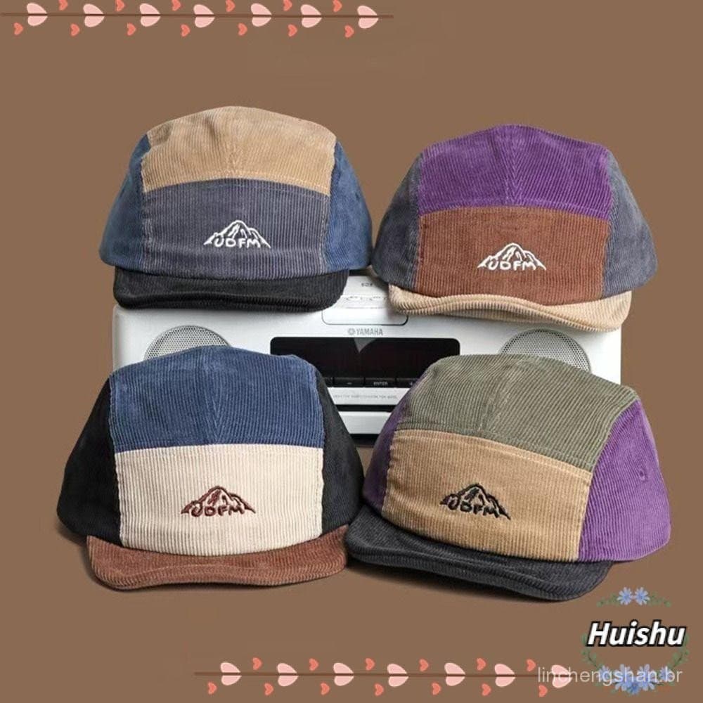 Boné De Beisebol De Aba Curta HUISHU , Chapéu De Pai Ajustável Bordado De Veludo , Caminhoneiro Casual De Baixo Perfil