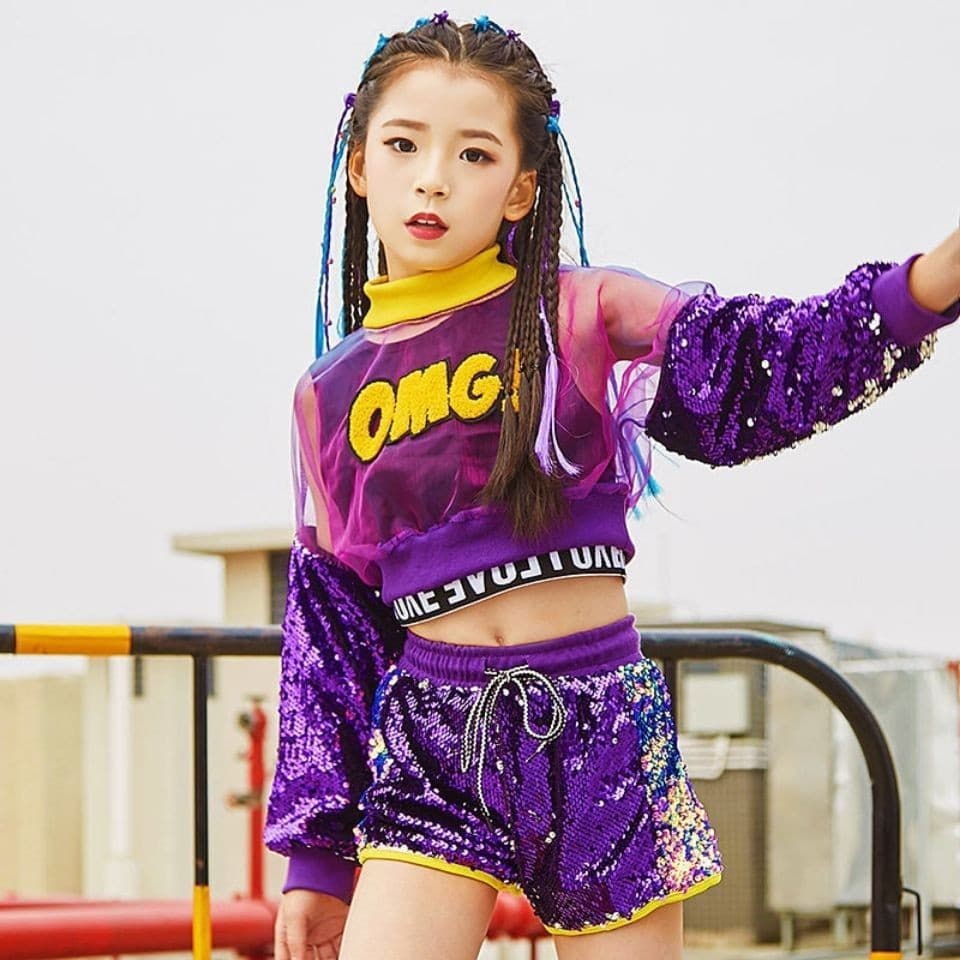 Meninas trajes de dança Jazz meninas conjunto desempenho dança rua crianças Hip Hop andando trajes desempenho 8.18