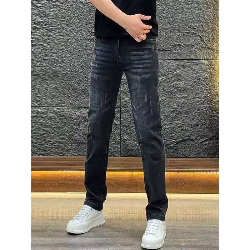 2026 novo estilo masculino carta bordado Jeans moda All-Match preto cinza magro-ajuste calças casuais na moda calças mag