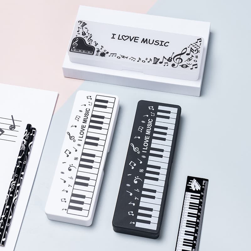 Caixa de papelaria para teclado de Piano, estojo de plástico fosco, grande, criativo, simples, presente, estudante, prêm