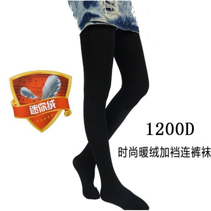 Outono inverno Mini lã quente Leggings 1200D interior escovado tornozelo comprimento meia-calça/calça/meias de pé