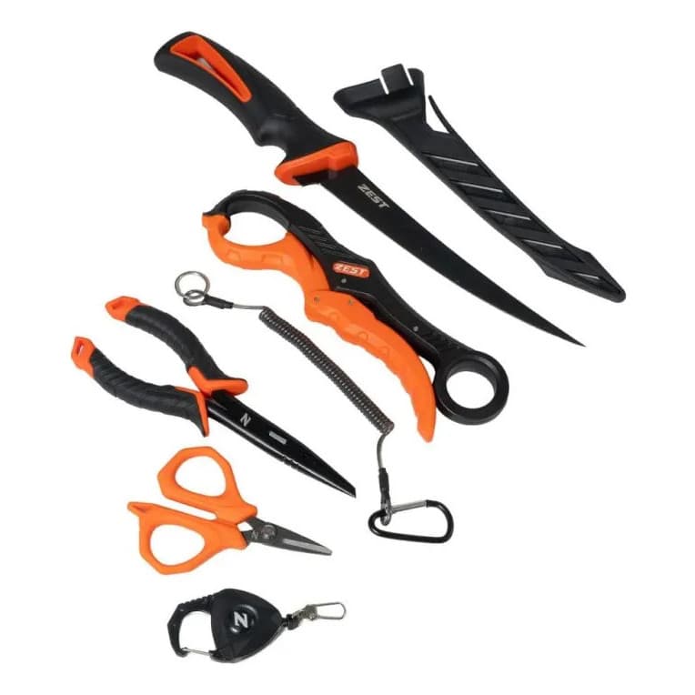 Kit Ferramentas Para Pescaria Faca Alicate Clip Tesoura - 6 Peças