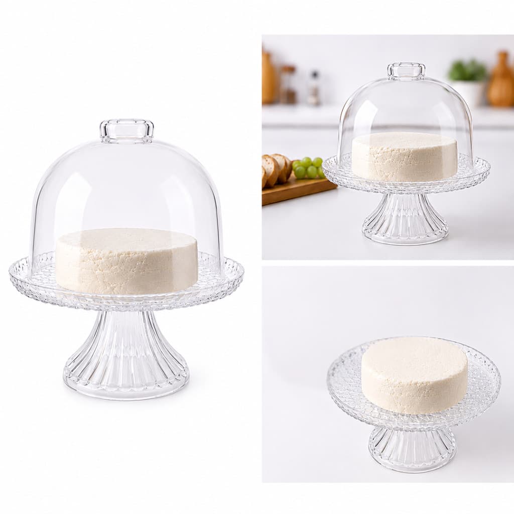 Queijeira Acrílica || Boleira Esmeralda Slim com Cúpula Acrílica - Design Clássico e Charmoso