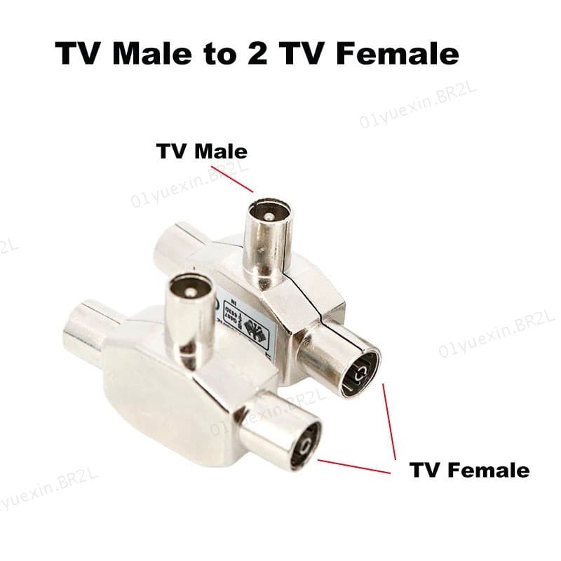 Conector Divisor De Antena De 2 Vias Macho Para Fêmea Interface De Adaptador De Vídeo De Conversão De Sinal Coaxial BR2L