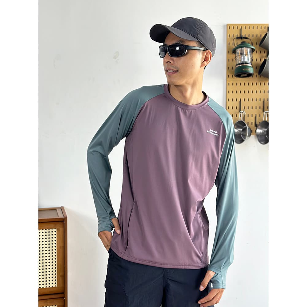 Outono ao ar livre protetor solar canguru bolso camisa de ciclismo manga Raglan umidade Wicking camisa de treinamento es