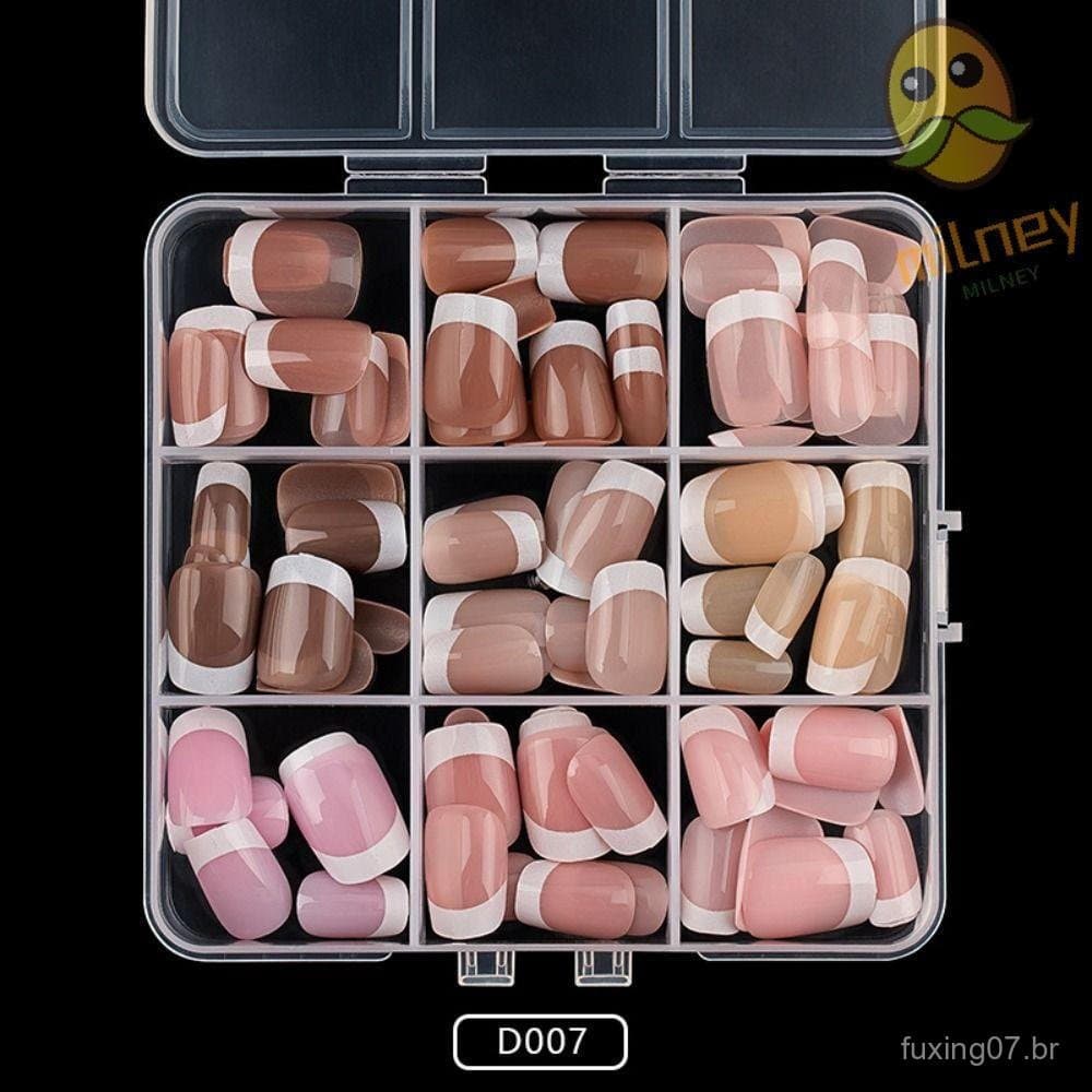 MILLNEY 108 Peças De Unhas Falsas , Caixão De Amêndoa , Francesas De Cores Mistas , Uso Acabado Conveniente