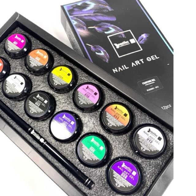 Kit Gel Paint 12 cores + pincel duplo  decoração de unhas, art e alta pigmentação, maravilhoso.