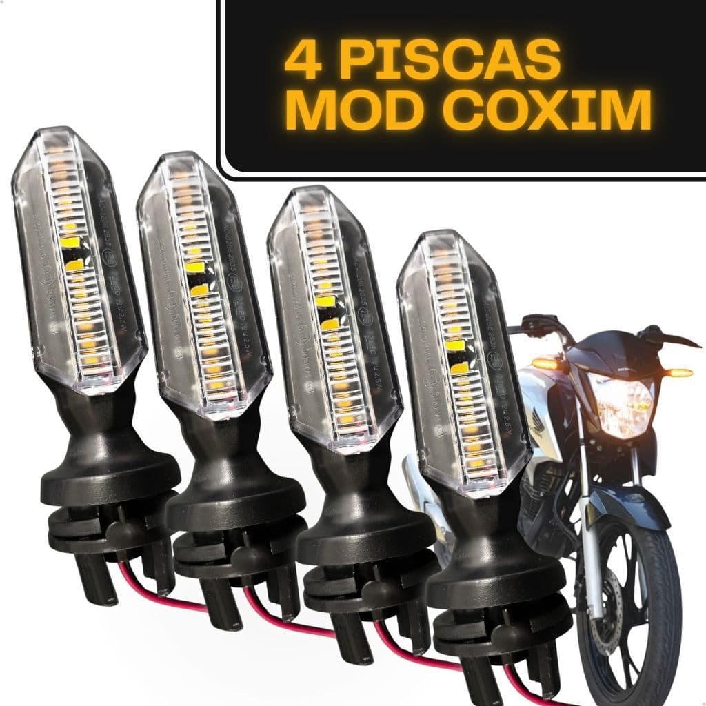 Kit Com 4 Pisca Led sequencial Seta com encaixe Coxim CB 250 CG Titan Twister Fan