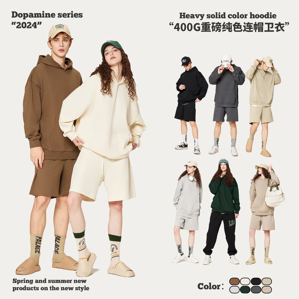 Pronto estoque Roupas masculinas 400G Heavy Terry Moletom Outono Inverno Masculino Street Wear Americano Solto Masculino