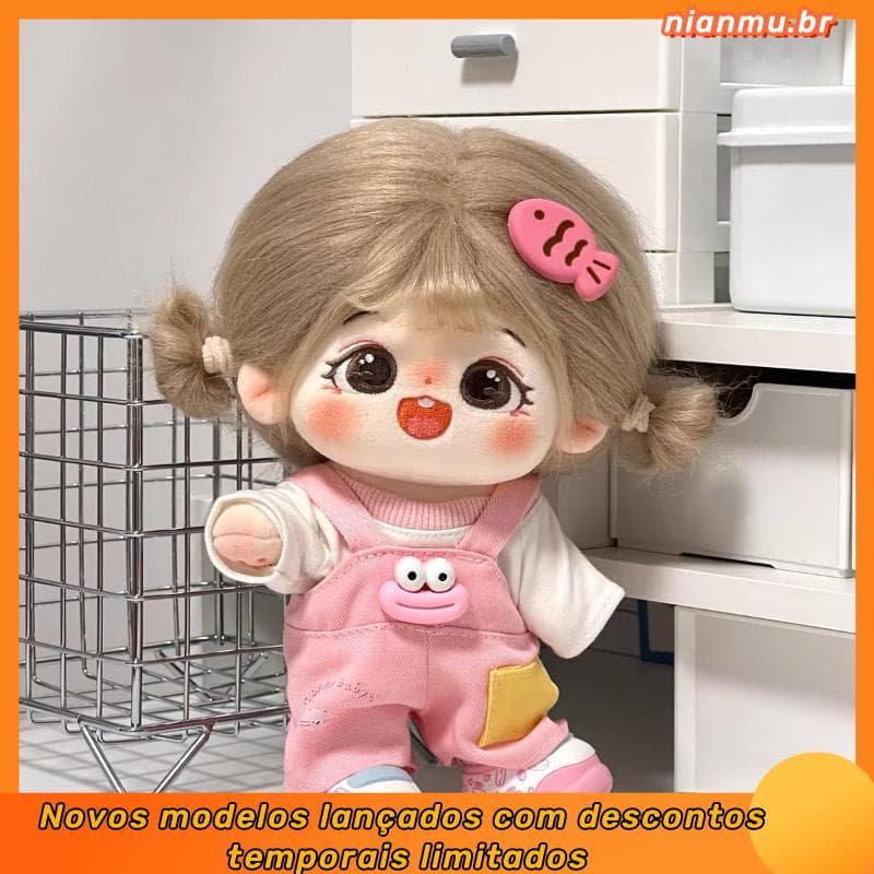 Boneca de algodão castanha 20cm boneca de pelúcia intercambiável menina boneca presente de aniversário para colegas de c