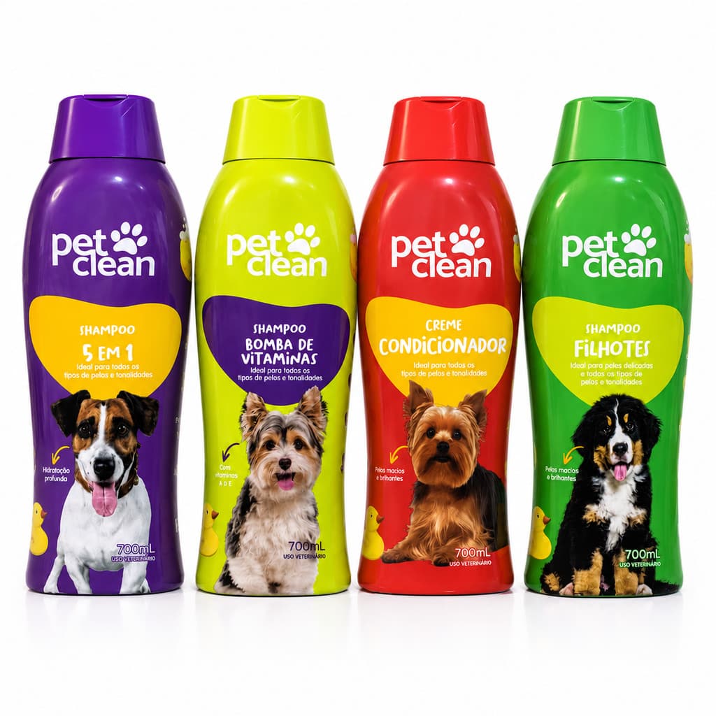 Shampoo e Condicionador Pet Clean Cachorro Gato Banho Pet Shop 700ml