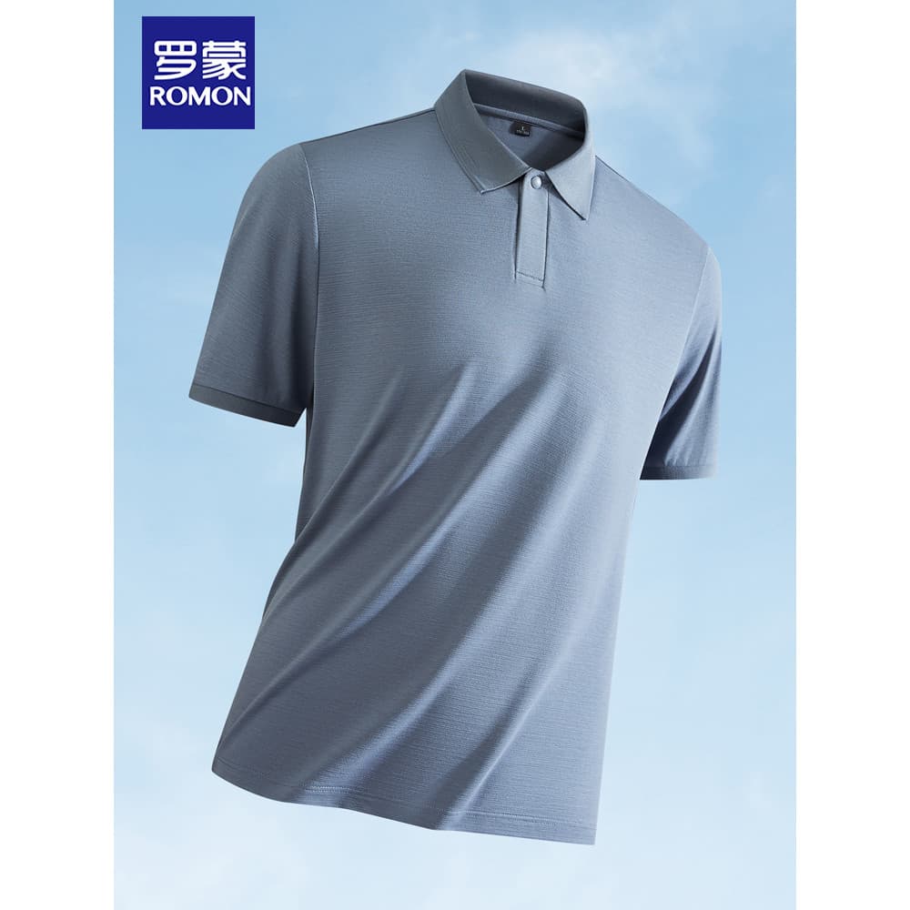 Lomon 7A antibacteriano moda casual camisa polo de manga curta masculina 2025 verão novo estilo negócios casual lapela c