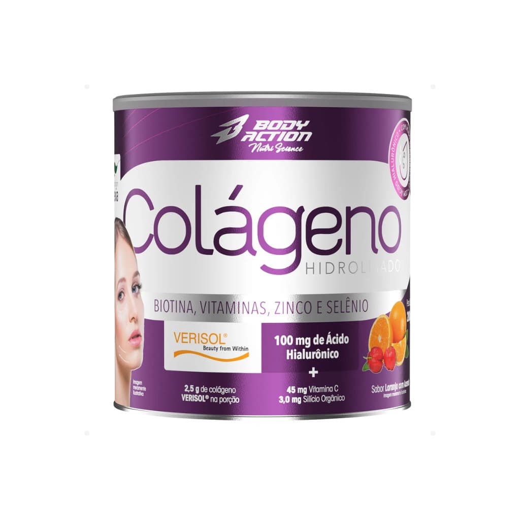 Colágeno Hidrolisado Verisol + Acido Hialurônico 200g Pele Beleza - Zero Açúcar Glúten