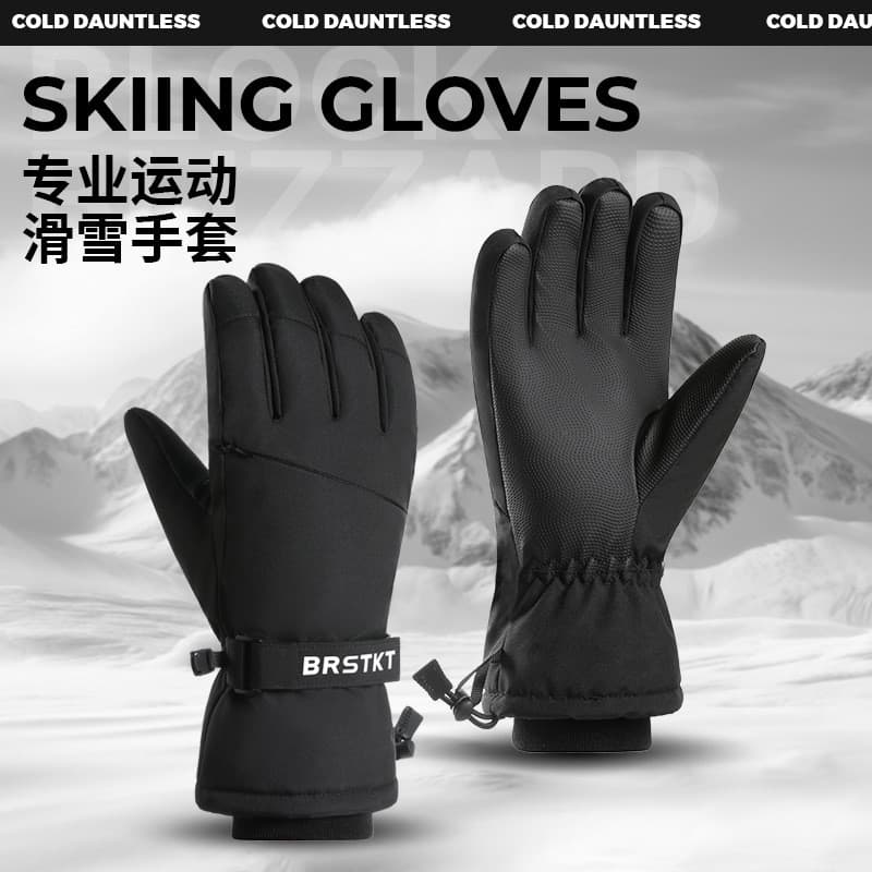 Luvas de esqui masculinas inverno quente forro de lã grosso algodão impermeável à prova de frio tela sensível ao toque i