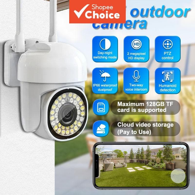 Câmera de Segurança Wireless Câmera de Trilha Visão Noturna Icam365 CCTV Ultra Clear 360° Rotação PTZ IP66 À Prova
