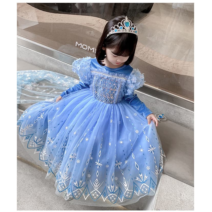 Outono inverno novo estilo congelado elsa vestido de princesa Disney Halloween elsa cos vestido de evento de jardim de i