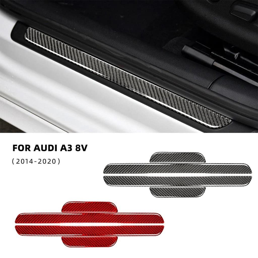 Barra De Soleira De Porta De Fibra De Carbono Capas Decorativas De Carro Protetor De Adesivos De Estilo Para Audi A3 8V