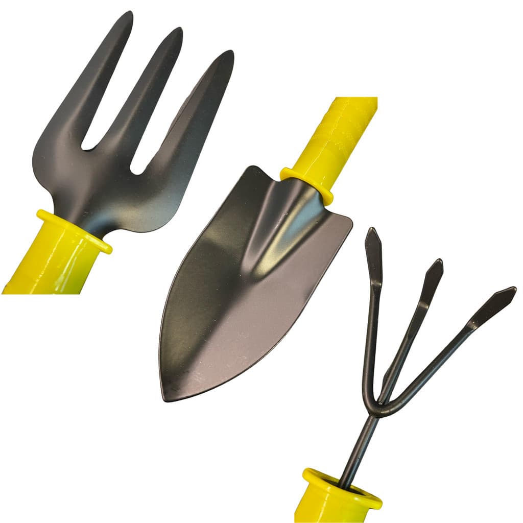 Kit Jardinagem 3 Peças Mini Pá Garfo E Rastelo Horta Jardim