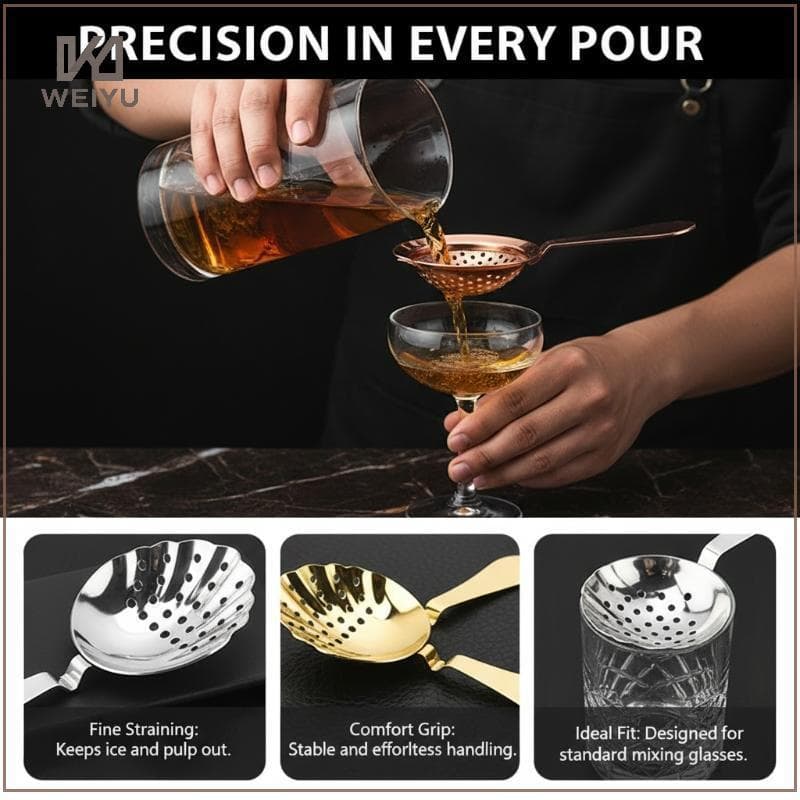 WEIYU Julep Barra Filtro 304 Aço Inoxidável Cotail Colher Mola Shaker Dreno Rápido Ferramentas BR