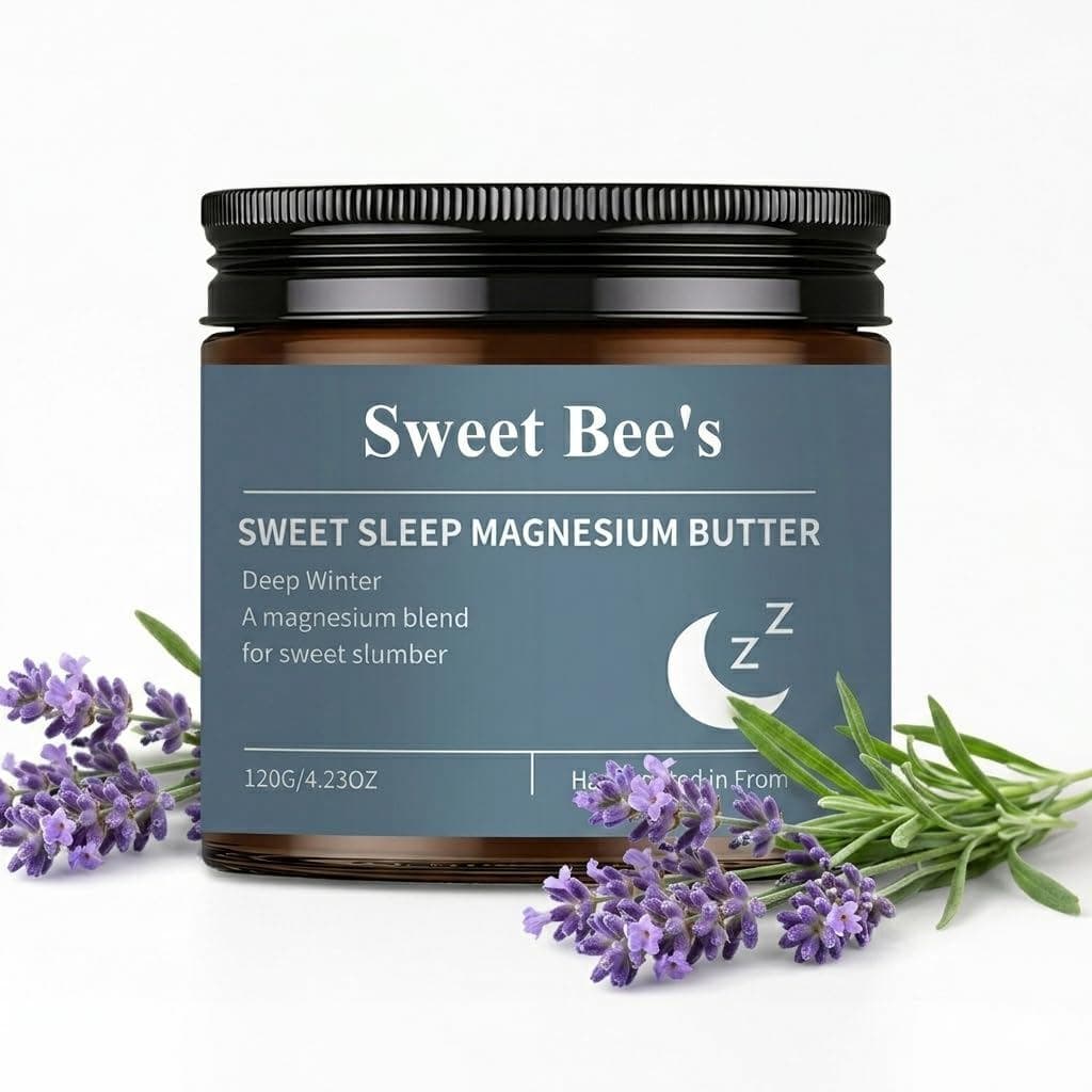 Manteiga de Magnésio para Dormir da Sweet Bee, Creme de Magnésio Suave com Manteiga de Karité e Manga, Arnica e Óleos Es