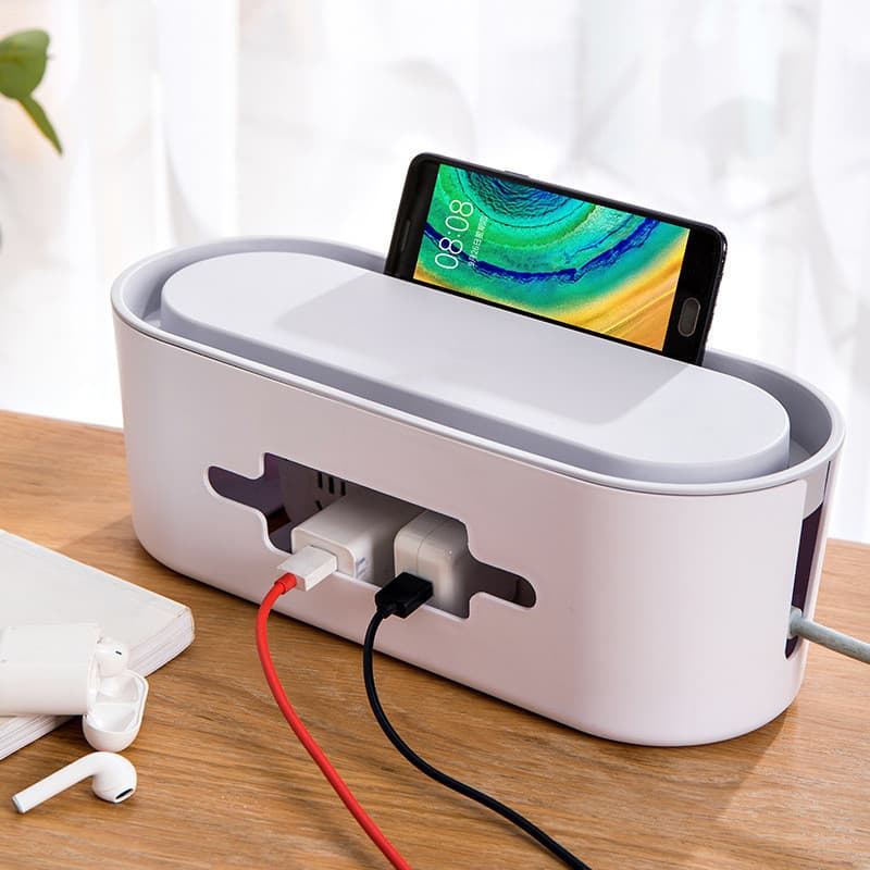 Grande tomada de energia caixa de armazenamento fio organizador caixa Desktop computador fio organizador caixa Plug-In