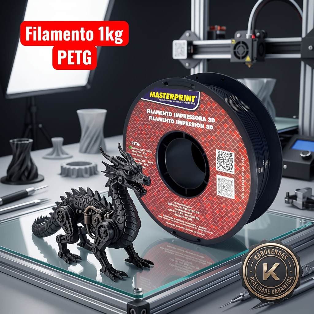 Filamento Para Impressora 3D PETG 1kg 1.75mm Masterprint Premium Cores
