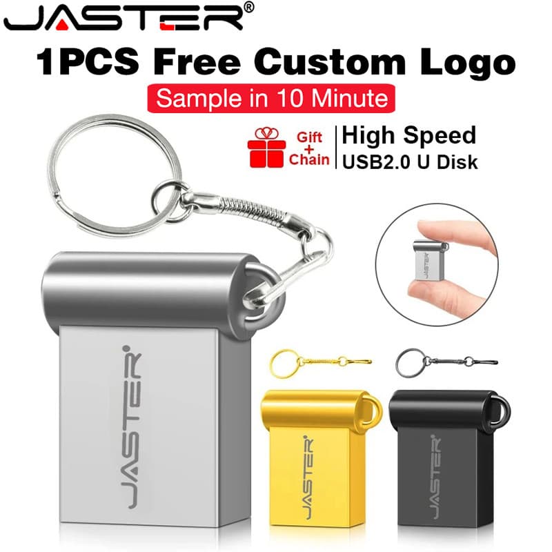 JASTER Mini USB 2.0 32GB Flash Drive 64GB Real Capaciteit 16GB Grátis Logotipo Personalizado Pendrive 8G U Disk Presente