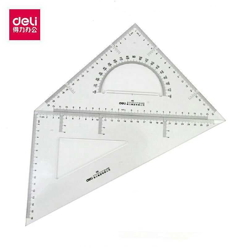 Deli Triângulo Régua 6430 30cm Desenho Transparente Conjunto de Quadro Triângulo Régua de Estudante