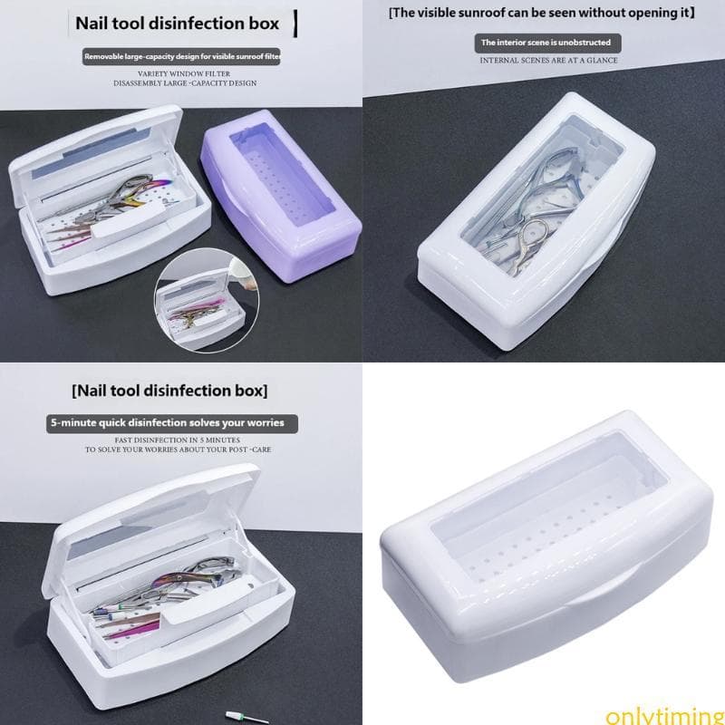 onlytiming Portátil Ferramenta De Unhas Esterilizador Caixa Acessórios Do Prego Caso Limpeza Fácil De Usar Para Casa Ou