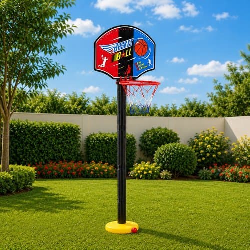 Kit Basquete Infantil Completo Bola 118cm Arco Ajustavel Resistente Diversao Esportiva