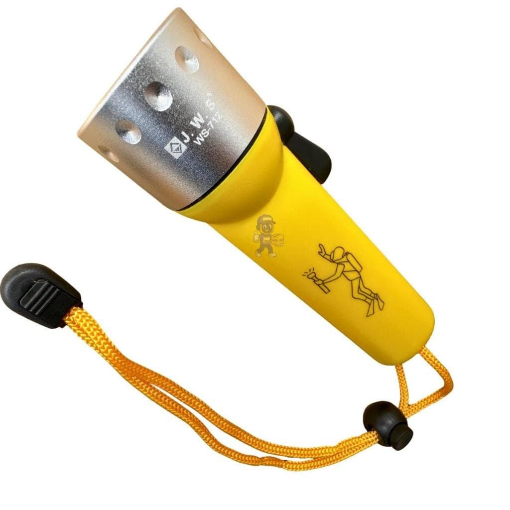 Lanterna de Mergulho LED Q5 JWS WS-712 até 25m Luz Branca e Amarela com 4 Pilhas AA
