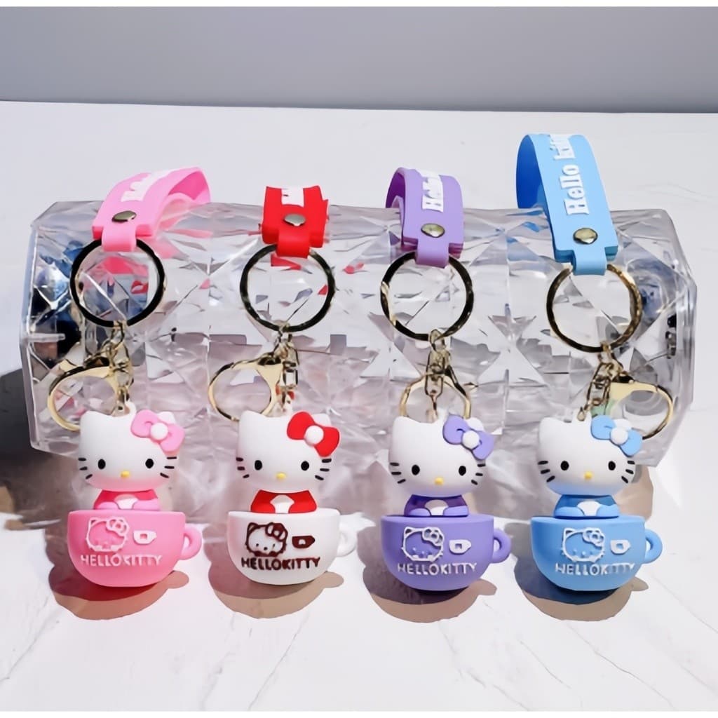 Chaveiro 3D Emborrachado Hello Kitty Versátil | Pingente de Silicone para Carro e Bolsa Presente Criativo 💝