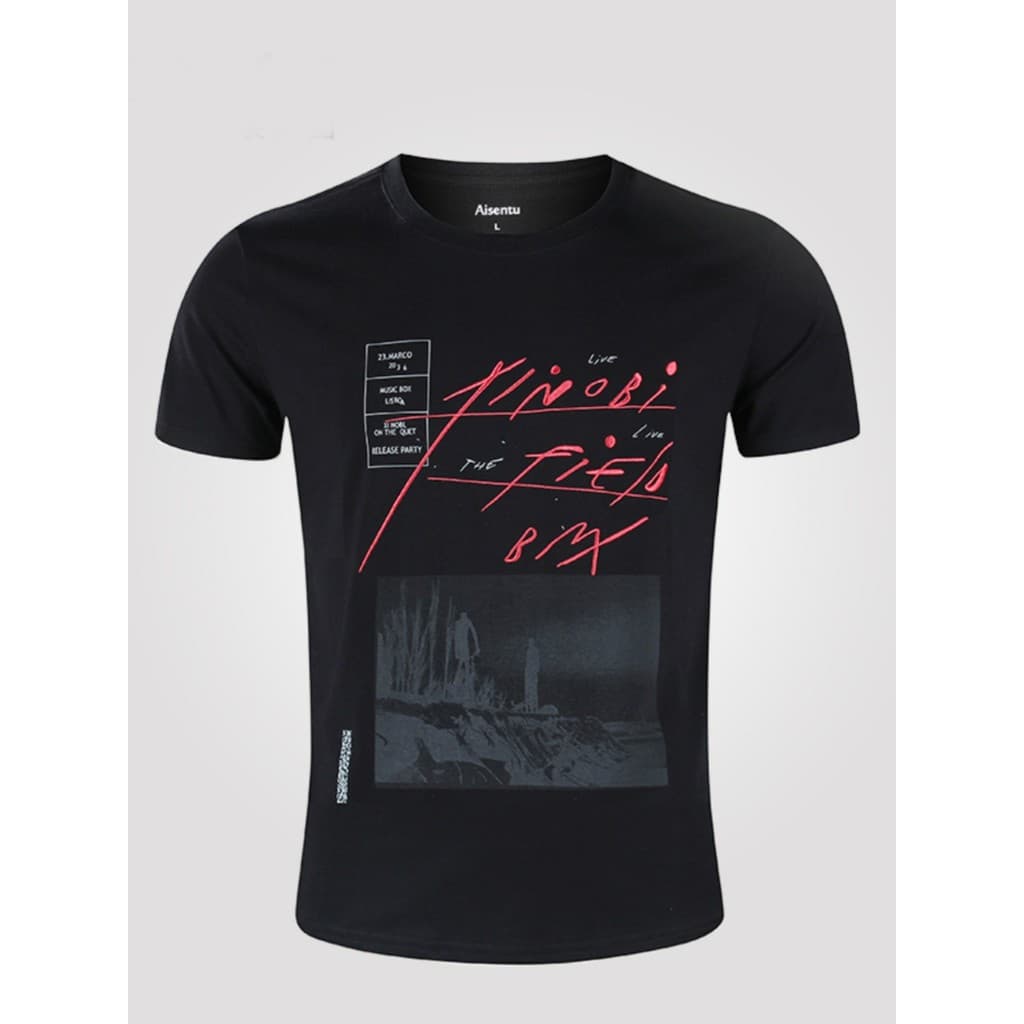 Eisentu Camiseta respirável de algodão puro elegante All-Match manga curta Casual camiseta Street Wear redondo
