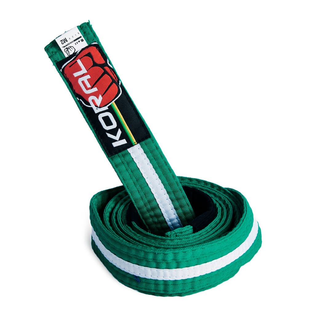 Faixa Jiu-Jitsu Verde com Listra Branca Infantil Koral