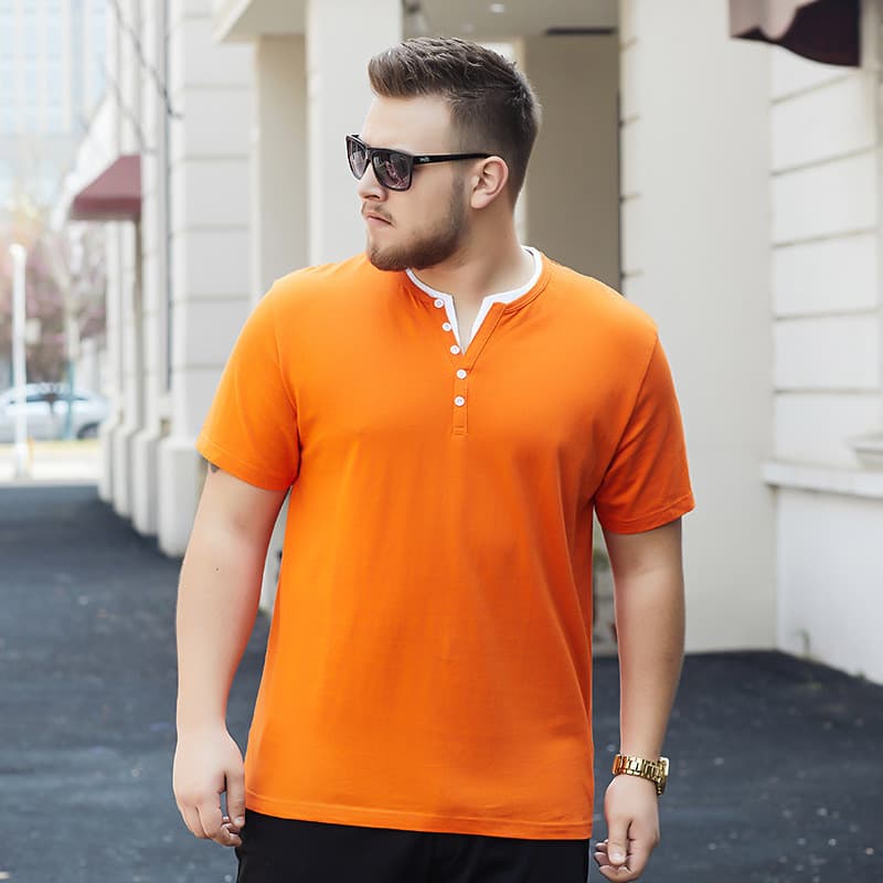 Vestido de verão plus gordo plus Size puro algodão masculino na moda gordo Extra grande solto com decote em V camiseta d
