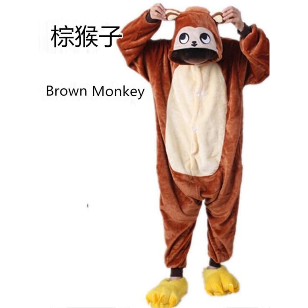 Crianças crianças macaco macaco marrom macaco dos desenhos animados pijamas de uma peça das mulheres dos homens bebê gra