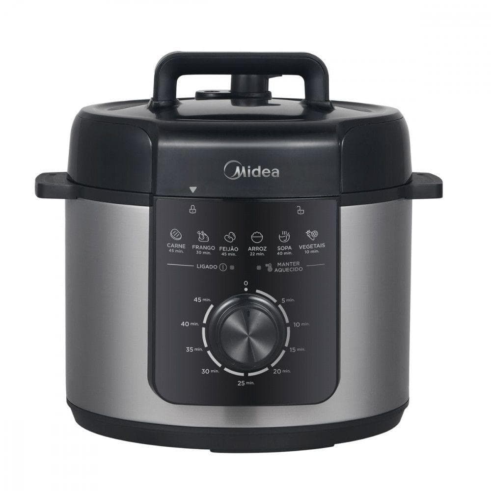 Panela De Pressão Elétrica Mecânica 4L Midea Portáteis Preto/inox 110V